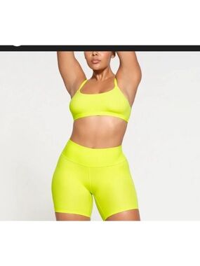 SKIMS Neon Lime High-Waist Bike Shorts